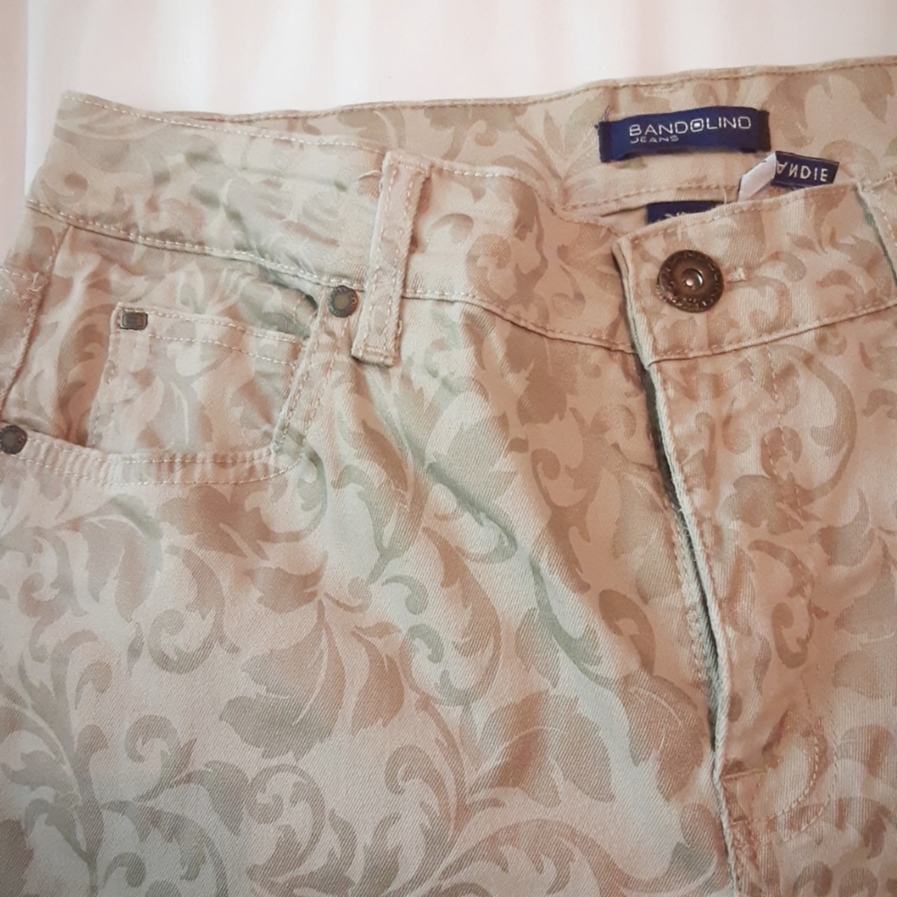 "MANDIE" by Bandolino Spandex & Cotton Khaki & Filigree Jeans Sz 12 - Picture 8 of 9